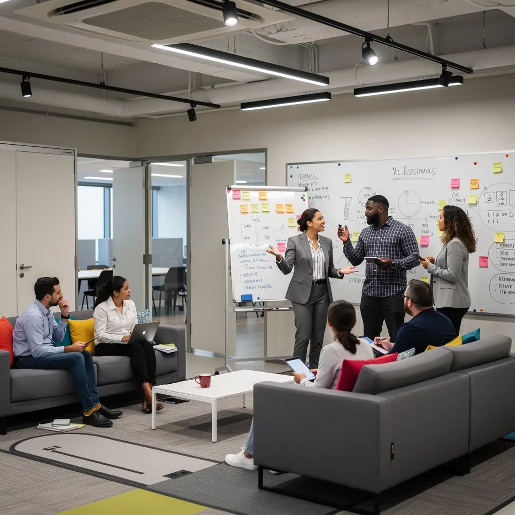 Элегантное оформление рабочего пространства с гармоничными цветами и текстурами.